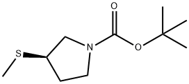 1-Pyrrolidinecarboxylic acid, 3-(methylthio)-, 1,1-dimethylethyl ester, (3R)- 구조식 이미지