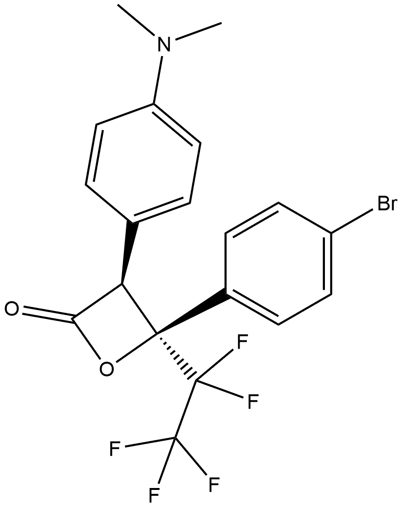 (3S,4S)-4-(4-Bromophenyl)-3-[4-(dimethylamino)phenyl]-4-(1,1,2,2,2-pentafluoroethyl)-2-oxetanone Structure