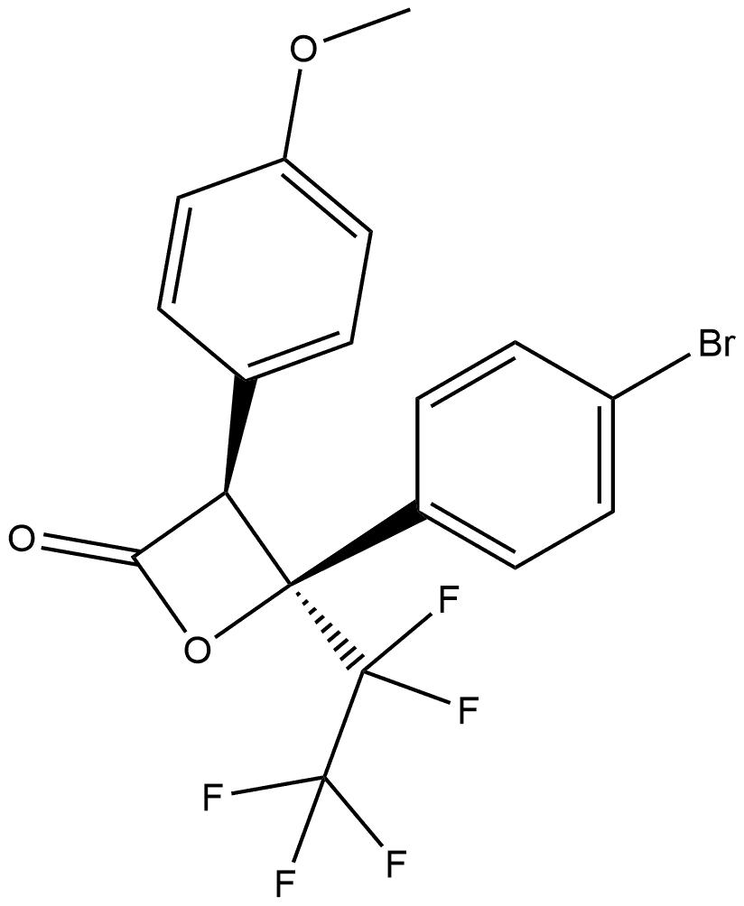 (3S,4S)-4-(4-Bromophenyl)-3-(4-methoxyphenyl)-4-(1,1,2,2,2-pentafluoroethyl)-2-oxetanone Structure