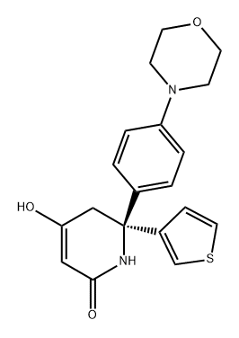 2(1H)-Pyridinone, 5,6-dihydro-4-hydroxy-6-[4-(4-morpholinyl)phenyl]-6-(3-thienyl)-, (6S)- Structure