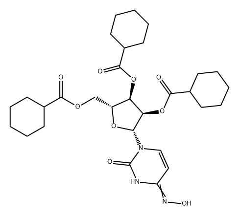 Uridine, 4-oxime, 2',3',5'-tricyclohexanecarboxylate Structure