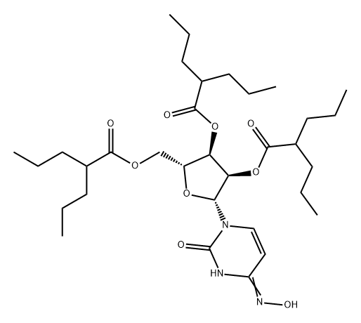 Uridine, 4-oxime, 2',3',5'-tris(2-propylpentanoate) Structure