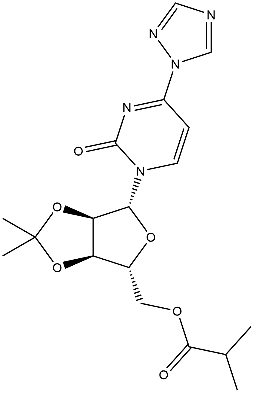 ((3aR,4R,6R,6aR)-2,2-dimethyl-6-(2-oxo-4-(1H-1,2,4-triazol-1-yl)pyrimidin-1(2H)-yl)tetrahydrofuro[3,4-d][1,3]dioxol-4-yl)methyl isobutyrate 구조식 이미지