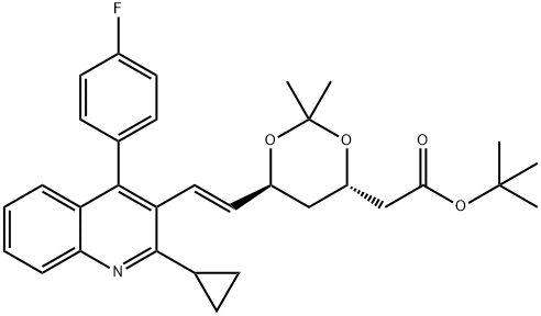 1,3-Dioxane-4-acetic acid, 6-[(1E)-2-[2-cyclopropyl-4-(4-fluorophenyl)-3-quinolinyl]ethenyl]-2,2-dimethyl-, 1,1-dimethylethyl ester, (4S,6S)- Structure