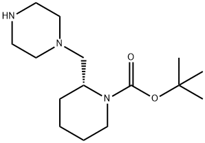 1-Piperidinecarboxylic acid, 2-(1-piperazinylmethyl)-, 1,1-dimethylethyl ester, (2R)- Structure