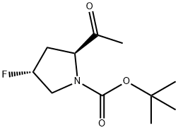 1-Pyrrolidinecarboxylic acid, 2-acetyl-4-fluoro-, 1,1-dimethylethyl ester, (2S,4R)- 구조식 이미지