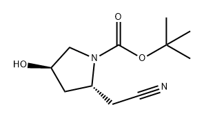 1-Pyrrolidinecarboxylic acid, 2-(cyanomethyl)-4-hydroxy-, 1,1-dimethylethyl ester, (2R,4R)- 구조식 이미지