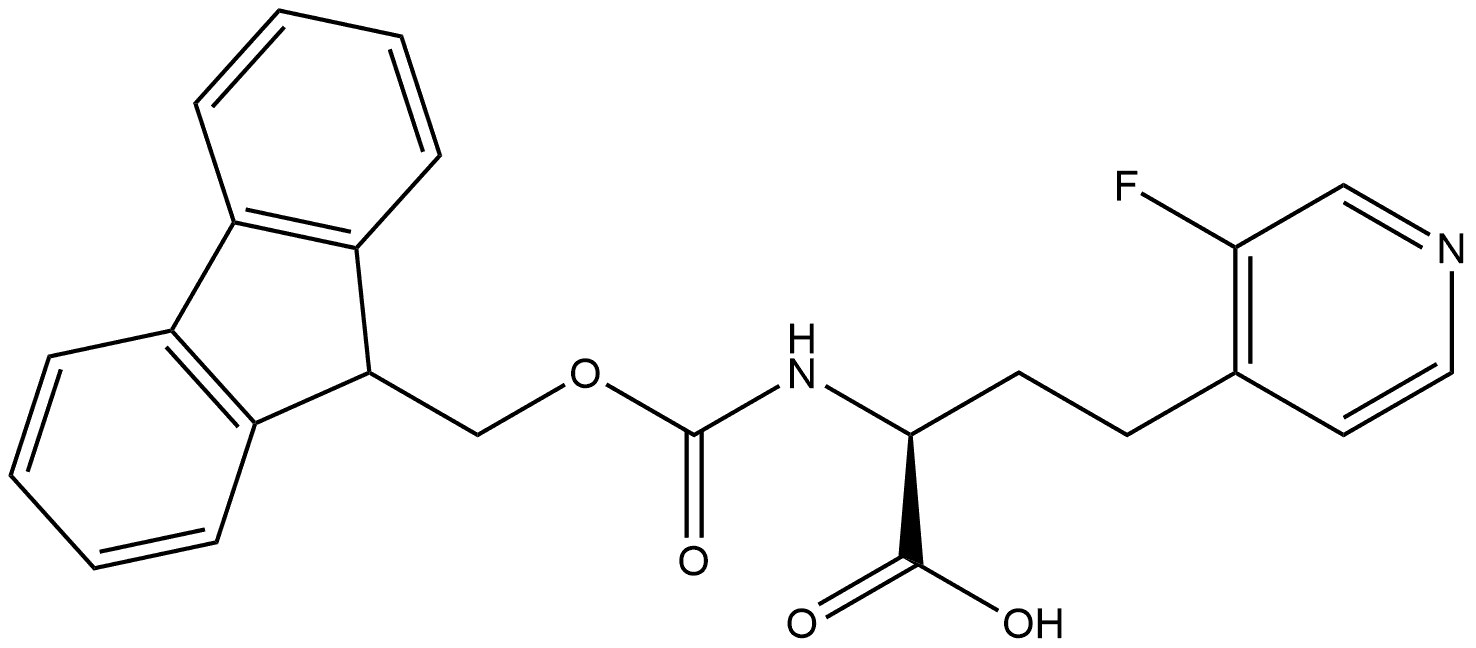 4-Pyridinebutanoic acid, α-[[(9H-fluoren-9-ylmethoxy)carbonyl]amino]-3-fluoro-, (αS)- Structure