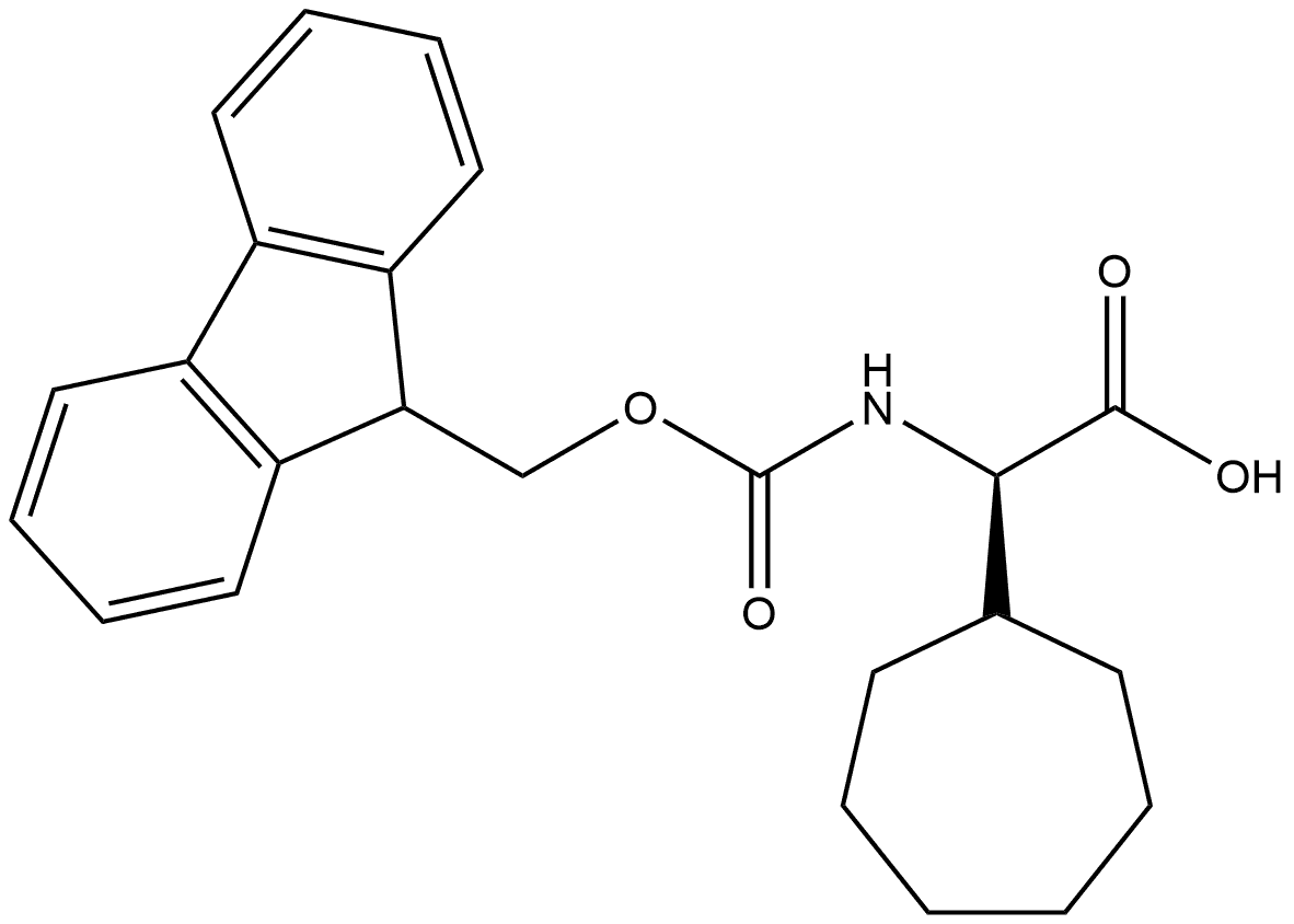 Cycloheptaneacetic acid, α-[[(9H-fluoren-9-ylmethoxy)carbonyl]amino]-, (αR)- Structure