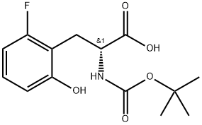 (2R)-2-{[(tert-butoxy)carbonyl]amino}-3-(2-fluoro-6-hydroxyphenyl)propanoic acid 구조식 이미지