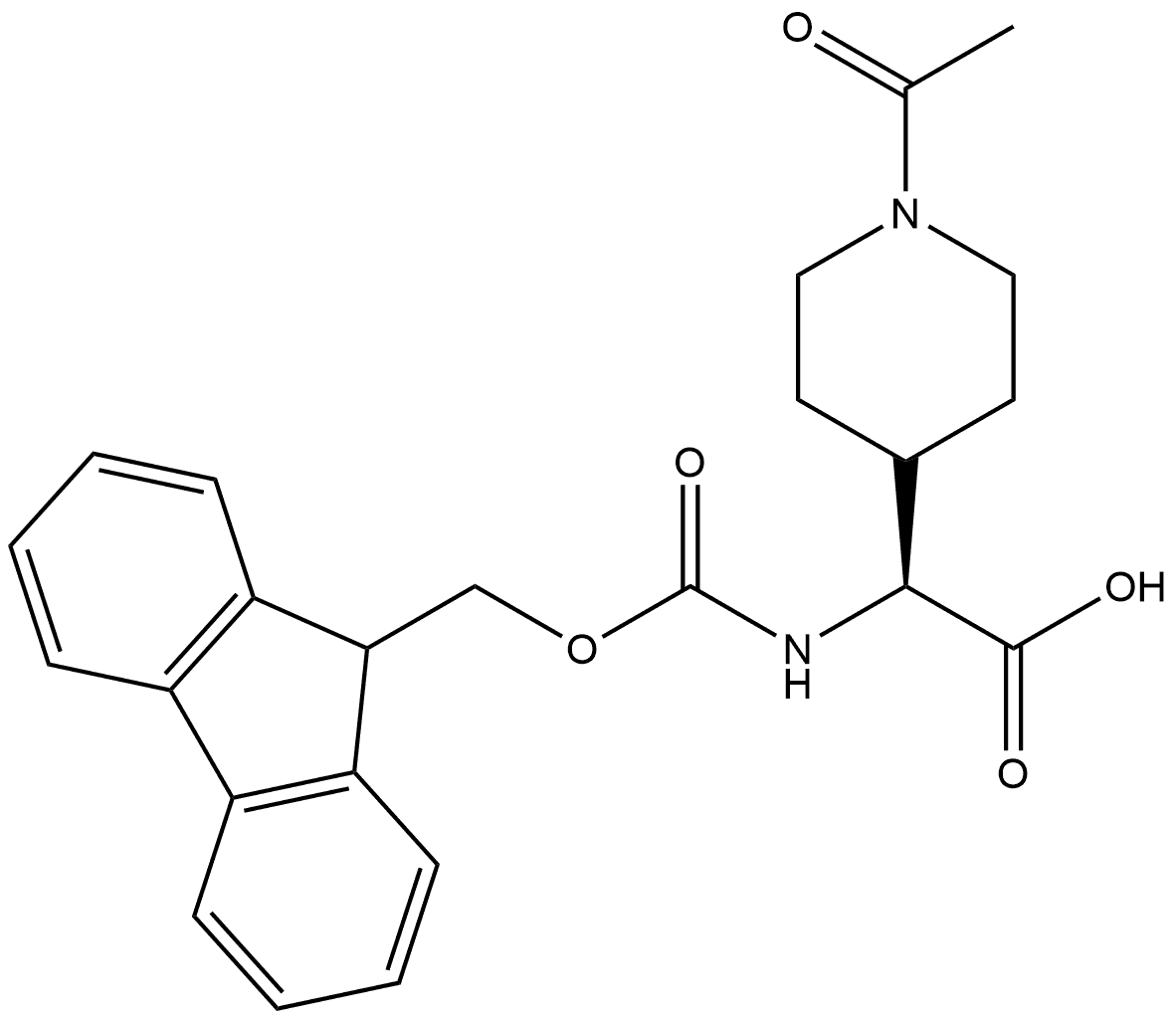 (2S)-2-(1-acetylpiperidin-4-yl)-2-({[(9H-fluoren-9-yl)methoxy]carbonyl}amino)acetic acid Structure