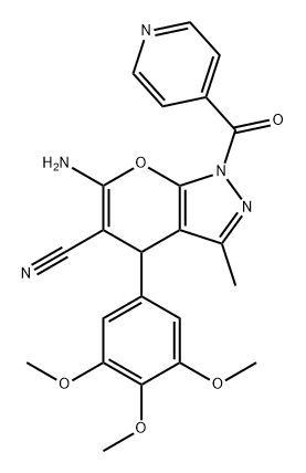 Pyrano[2,3-c]pyrazole-5-carbonitrile, 6-amino-1,4-dihydro-3-methyl-1-(4-pyridinylcarbonyl)-4-(3,4,5-trimethoxyphenyl)- Structure