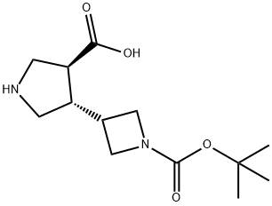 rac-(3R,4R)-4-{1-[(tert-butoxy)carbonyl]azetidin-3-yl}pyrrolidine-3-carboxylic acid, trans Structure