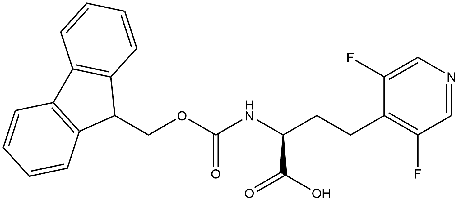 4-Pyridinebutanoic acid, α-[[(9H-fluoren-9-ylmethoxy)carbonyl]amino]-3,5-difluoro-, (αS)- Structure