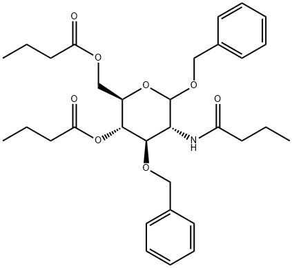 D-Glucopyranoside, phenylmethyl 2-deoxy-2-[(1-oxobutyl)amino]-3-O-(phenylmethyl)-, 4,6-dibutanoate Structure