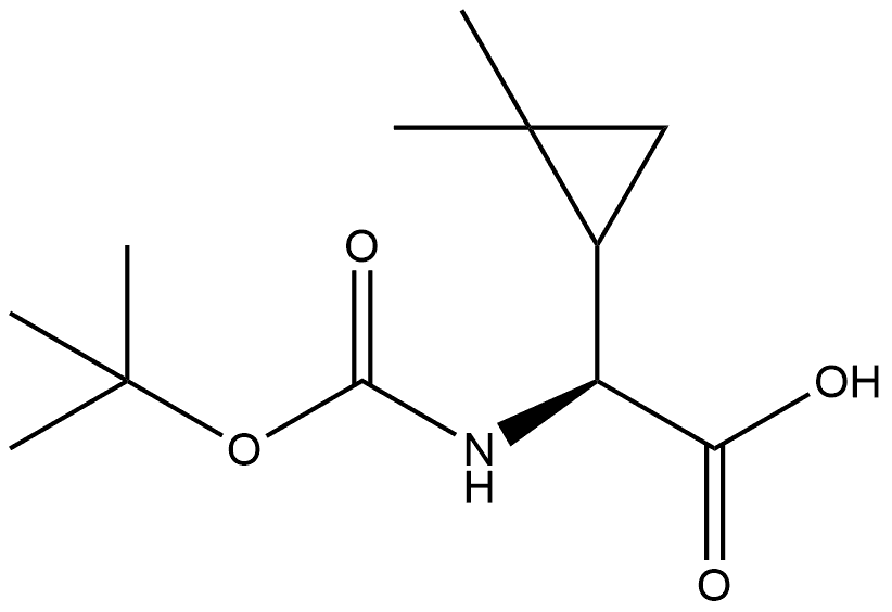 Cyclopropaneacetic acid, α-[[(1,1-dimethylethoxy)carbonyl]amino]-2,2-dimethyl-, (αS)- Structure