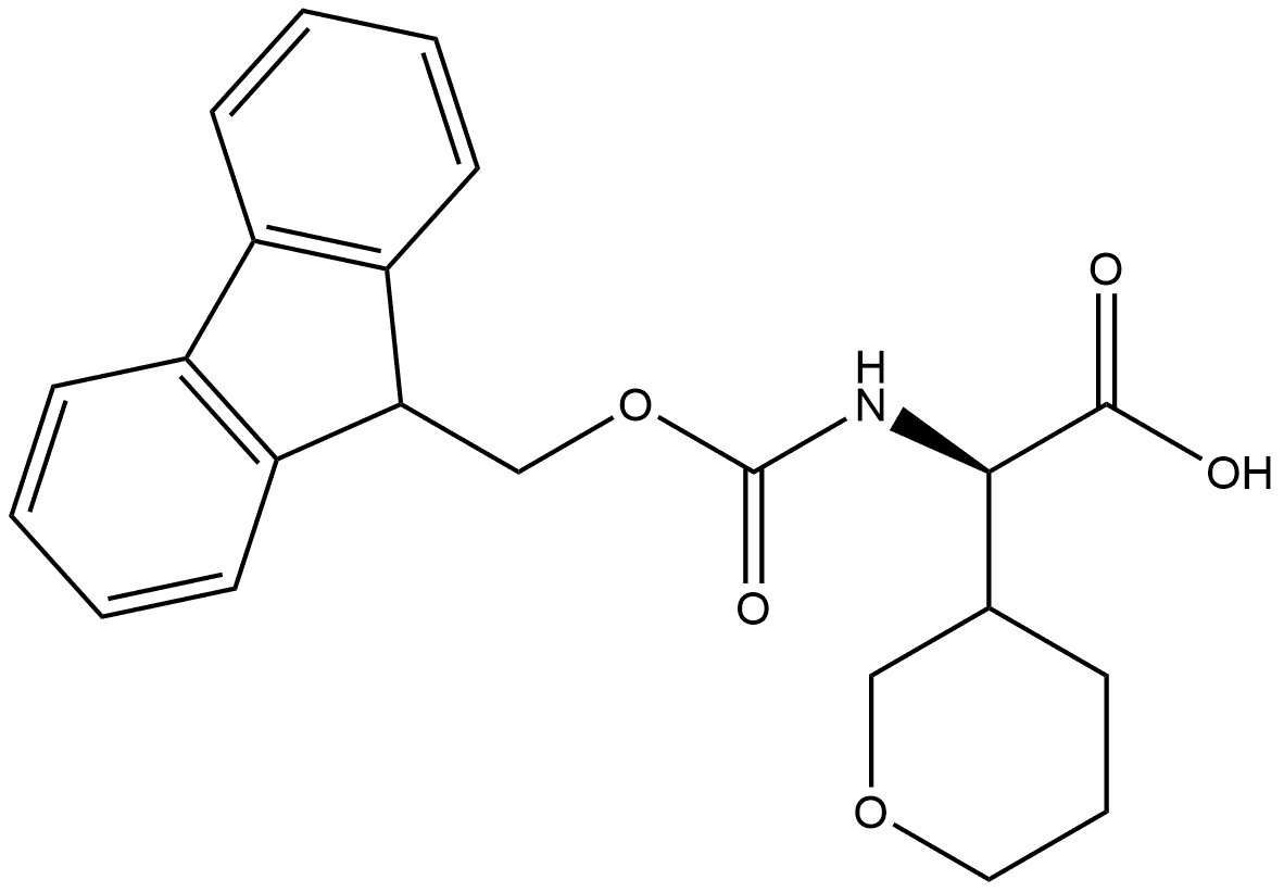 (2R)-2-((((9H-fluoren-9-yl)methoxy)carbonyl)amino)-2-(tetrahydro-2H-pyran-3-yl)acetic acid Structure