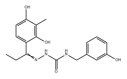 Hydrazinecarboxamide, 2-[1-(2,4-dihydroxy-3-methylphenyl)propylidene]-N-[(3-hydroxyphenyl)methyl]- Structure