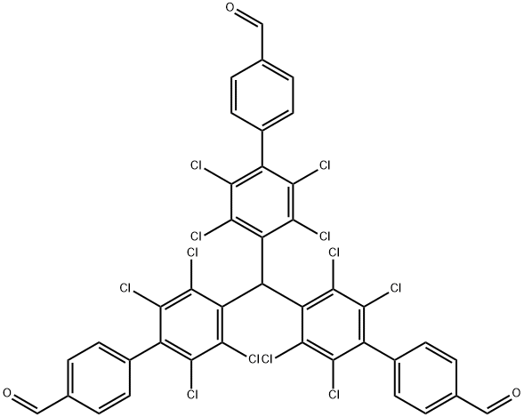 [1,1'-Biphenyl]-4-carboxaldehyde, 4'-[bis(2,3,5,6-tetrachloro-4'-formyl[1,1'-biphenyl]-4-yl)methyl]-2',3',5',6'-tetrachloro- Structure