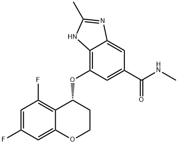 1H-Benzimidazole-5-carboxamide, 7-[[(4R)-5,7-difluoro-3,4-dihydro-2H-1-benzopyran-4-yl]oxy]-N,2-dimethyl- Structure