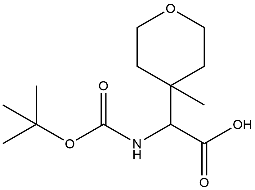 α-[[(1,1-Dimethylethoxy)carbonyl]amino]tetrahydro-4-methyl-2H-pyran-4-acetic acid 구조식 이미지