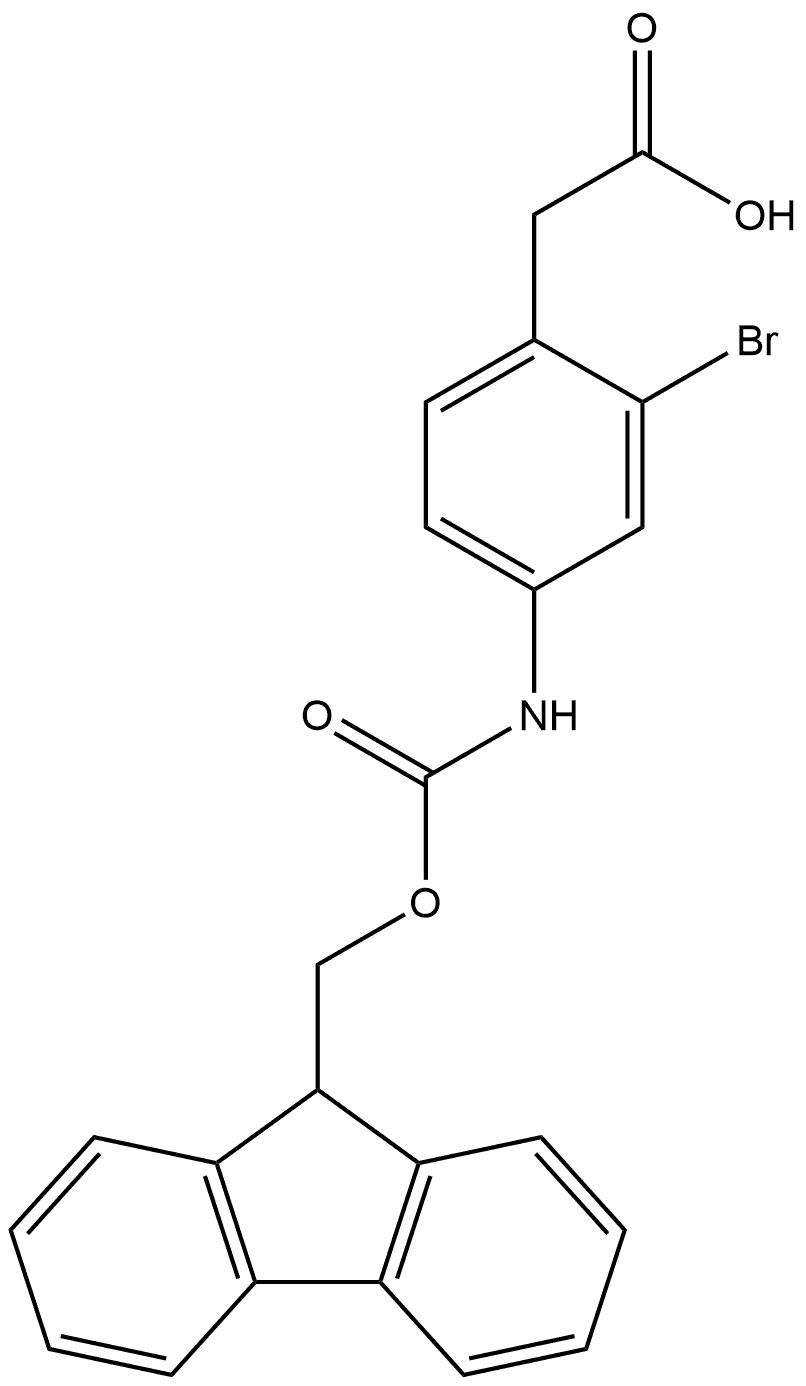 2-(4-((((9H-Fluoren-9-yl)methoxy)carbonyl)amino)-2-bromophenyl)acetic acid Structure