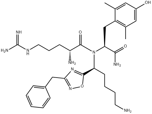 L-Tyrosinamide, D-arginyl-N-[(1S)-5-amino-1-[3-(phenylmethyl)-1,2,4-oxadiazol-5-yl]pentyl]-2,6-dimethyl- 구조식 이미지