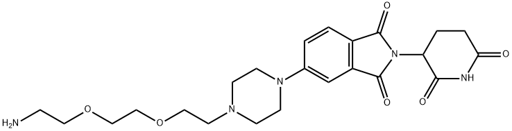 1H-Isoindole-1,3(2H)-dione, 5-[4-[2-[2-(2-aminoethoxy)ethoxy]ethyl]-1-piperazinyl]-2-(2,6-dioxo-3-piperidinyl)- Structure