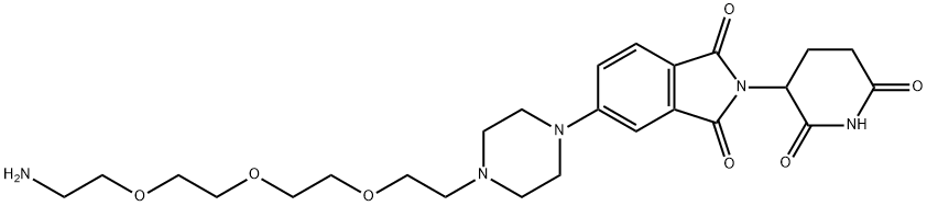 1H-Isoindole-1,3(2H)-dione, 5-[4-[2-[2-[2-(2-aminoethoxy)ethoxy]ethoxy]ethyl]-1-piperazinyl]-2-(2,6-dioxo-3-piperidinyl)- Structure