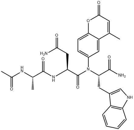 L-Tryptophanamide, N-acetyl-L-alanyl-L-asparaginyl-N-(4-methyl-2-oxo-2H-1-benzopyran-6-yl)- Structure