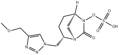 Sulfuric acid, mono[(1R,2S,5R)-2-[[4-(methoxymethyl)-1H-1,2,3-triazol-1-yl]methyl]-7-oxo-1,6-diazabicyclo[3.2.1]oct-6-yl] ester Structure