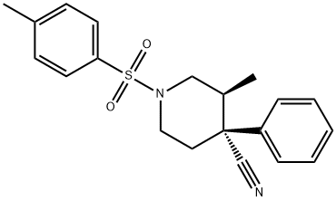 4-Piperidinecarbonitrile, 3-methyl-1-[(4-methylphenyl)sulfonyl]-4-phenyl-, (3S,4R)- Structure