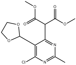 Propanedioic acid, 2-[6-chloro-5-(1,3-dioxolan-2-yl)-2-methyl-4-pyrimidinyl]-, 1,3-dimethyl ester Structure