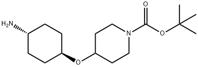 1-Piperidinecarboxylic acid, 4-[(trans-4-aminocyclohexyl)oxy]-, 1,1-dimethylethyl ester Structure