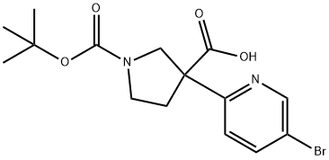 1,3-Pyrrolidinedicarboxylic acid, 3-(5-bromo-2-pyridinyl)-, 1-(1,1-dimethylethyl… Structure