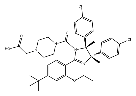 1-Piperazineacetic acid, 4-[[(4S,5R)-4,5-bis(4-chlorophenyl)-2-[4-(1,1-dimethylethyl)-2-ethoxyphenyl]-4,5-dihydro-4,5-dimethyl-1H-imidazol-1-yl]carbonyl]- Structure