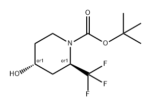 1-Piperidinecarboxylic acid, 4-hydroxy-2-(trifluoromethyl)-, 1,1-dimethylethyl ester, (2R,4R)-rel- Structure