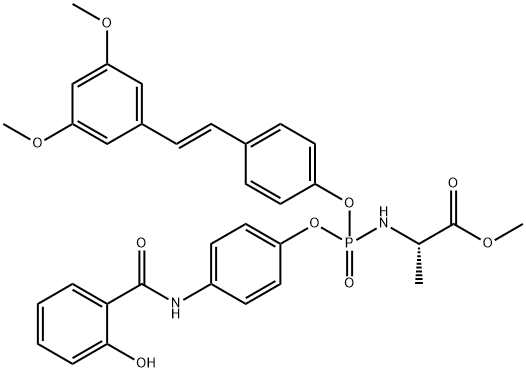 L-Alanine, N-[[4-[(1E)-2-(3,5-dimethoxyphenyl)ethenyl]phenoxy][4-[(2-hydroxybenzoyl)amino]phenoxy]phosphinyl]-, methyl ester Structure