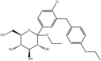 D-Glucopyranoside, ethyl 1-C-[4-chloro-3-[(4-ethoxyphenyl)methyl]phenyl]- Structure