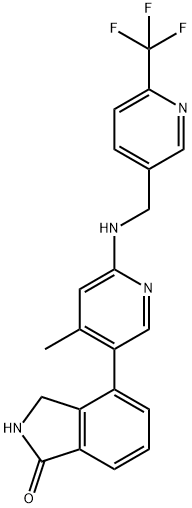 1H-Isoindol-1-one, 2,3-dihydro-4-[4-methyl-6-[[[6-(trifluoromethyl)-3-pyridinyl]methyl]amino]-3-pyridinyl]- Structure