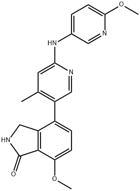 1H-Isoindol-1-one, 2,3-dihydro-7-methoxy-4-[6-[(6-methoxy-3-pyridinyl)amino]-4-methyl-3-pyridinyl]- Structure