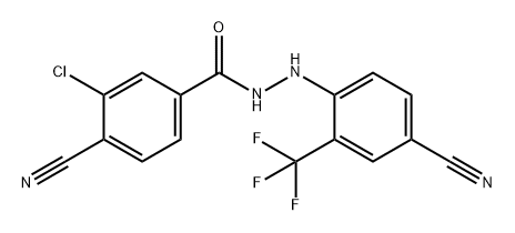 Benzoic acid, 3-chloro-4-cyano-, 2-[4-cyano-2-(trifluoromethyl)phenyl]hydrazide Structure