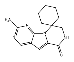 Spiro[cyclohexane-1,9'(6'H)-pyrazino[1',2':1,5]pyrrolo[2,3-d]pyrimidin]-6'-one, 2'-amino-7',8'-dihydro- Structure