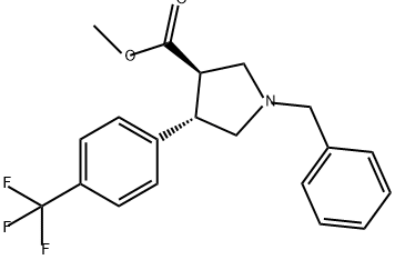 3-Pyrrolidinecarboxylic acid, 1-(phenylmethyl)-4-[4-(trifluoromethyl)phenyl]-, methyl ester, (3R,4S)- Structure