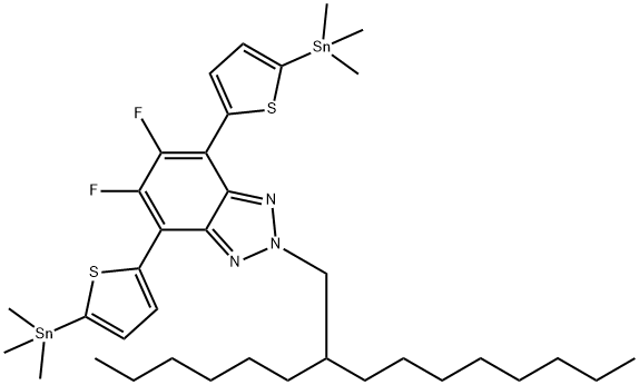 2H-Benzotriazole, 5,6-difluoro-2-(2-hexyldecyl)-4,7-bis[5-(trimethylstannyl)-2-thienyl]- Structure