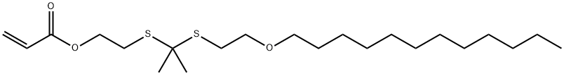 2-Propenoic acid, 2-[[1-[[2-(dodecyloxy)ethyl]thio]-1-methylethyl]thio]ethyl ester 구조식 이미지