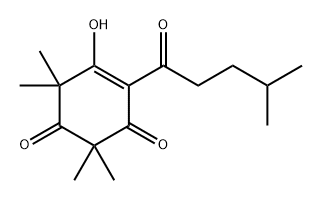 4-Cyclohexene-1,3-dione, 5-hydroxy-2,2,6,6-tetramethyl-4-(4-methyl-1-oxopentyl)- Structure