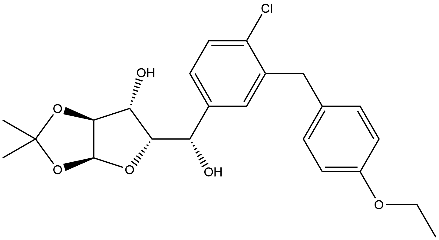 (5S)-5-C-[4-Chloro-3-[(4-ethoxyphenyl)methyl]phenyl]-1,2-O-(1-methylethylidene)-α-L-xylofuranose Structure