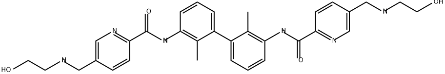 2-Pyridinecarboxamide, N,N'-(2,2'-dimethyl[1,1'-biphenyl]-3,3'-diyl)bis[5-[[(2-hydroxyethyl)amino]methyl]- 구조식 이미지