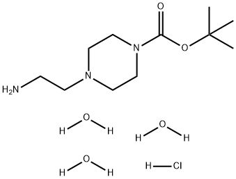 1-Piperazinecarboxylic acid, 4-(2-aminoethyl)-, 1,1-dimethylethyl ester, hydrochloride, hydrate (1:1:3) Structure